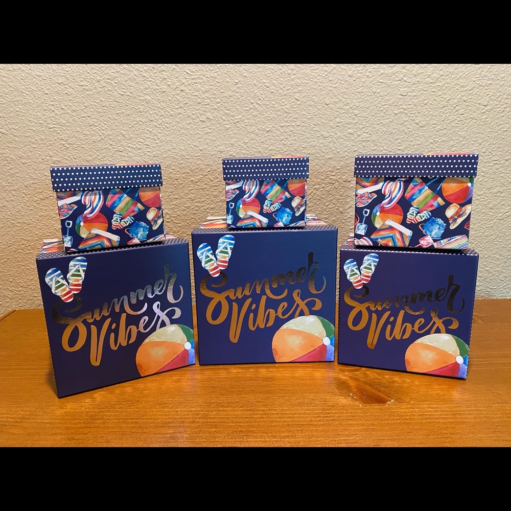 Summer Vibes Nesting Decorative Storage Boxes Set of 6 With Lids, Beach Boxes